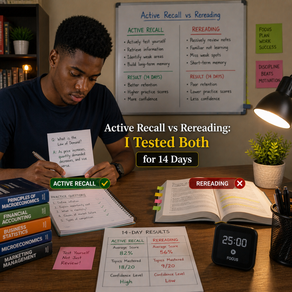 Active Recall vs Rereading: I Tested Both for 14 Days